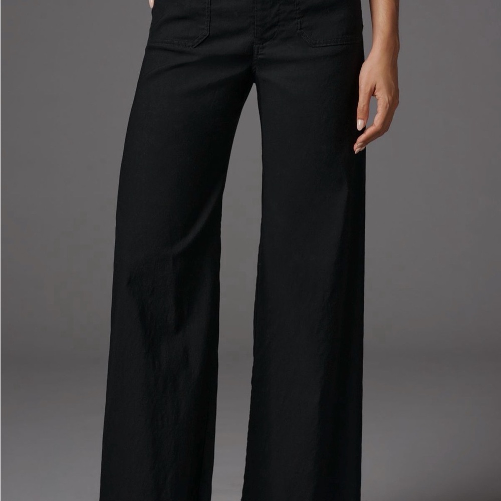 Anthropologie Maeve Colette Wide-Leg Pants, black, full length.